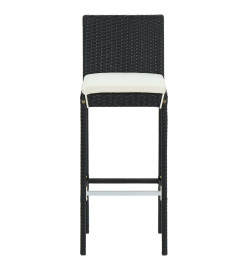 Ensemble de bar de jardin 5 pcs et coussins Résine tressée Noir