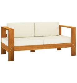 Salon de jardin 9 pcs avec coussins blanc crème bois d'acacia