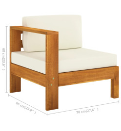 Salon de jardin 9 pcs avec coussins blanc crème bois d'acacia