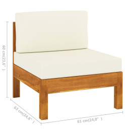 Salon de jardin 9 pcs avec coussins blanc crème bois d'acacia