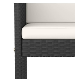 Ensemble de bar de jardin 5 pcs et coussins Résine tressée Noir