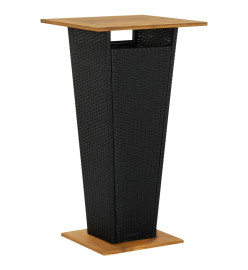 Table de bar Noir 60x60x110 cm Résine tressée et bois d'acacia