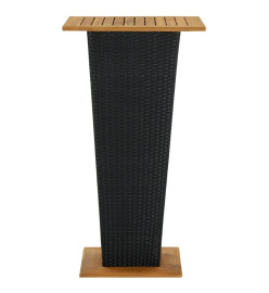 Table de bar Noir 60x60x110 cm Résine tressée et bois d'acacia