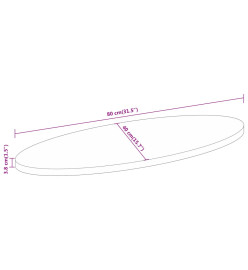 Dessus de table 80x40x3,8 cm ovale bois massif d'acacia