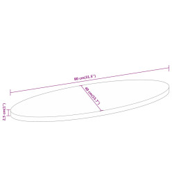 Dessus de table 80x40x2,5 cm ovale bois massif d'acacia