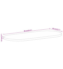 Dessus de table 90x40x3,8 cm ovale bois massif de manguier