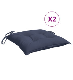 Coussins de chaise lot de 2 bleu marine 50x50x7 cm tissu oxford