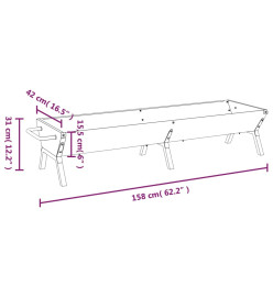 Plateau pour barbecue Argenté 158x42x31 cm Acier inoxydable