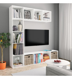 Ensemble de bibliothèque/meuble TV 3 pcs Blanc 180x30x180 cm