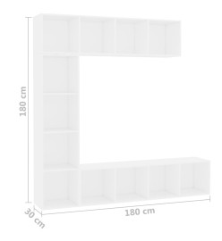 Ensemble de bibliothèque/meuble TV 3 pcs Blanc 180x30x180 cm