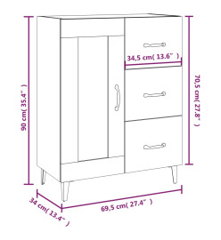 Buffet Blanc brillant 69,5x34x90 cm Bois d'ingénierie