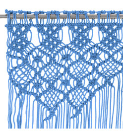 Rideau en macramé Bleu 140x240 cm Coton