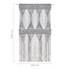 Rideau en macramé Anthracite 140x240 cm Coton