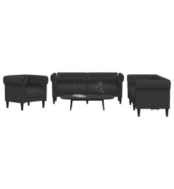 Ensemble de canapés 3 pcs noir tissu