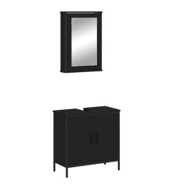 Ensemble de meubles salle de bain 2 pcs noir bois d'ingénierie