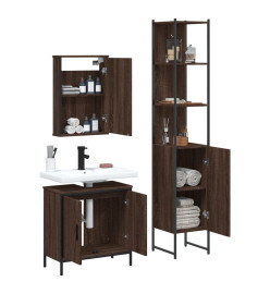 Ensemble de meubles de salle de bain 3 pcs Chêne marron