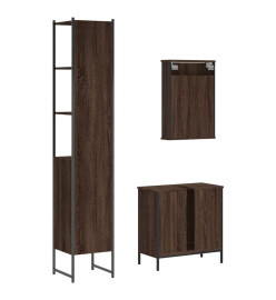 Ensemble de meubles de salle de bain 3 pcs Chêne marron