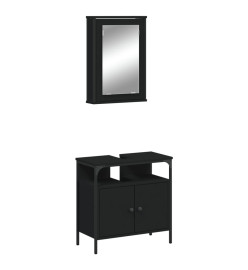 Ensemble de meubles salle de bain 2 pcs noir bois d'ingénierie