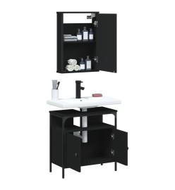 Ensemble de meubles salle de bain 2 pcs noir bois d'ingénierie