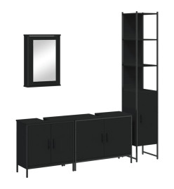 Ensemble de meubles salle de bain 4 pcs noir bois d'ingénierie