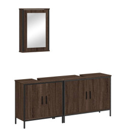 Ensemble de meubles de salle de bain 3 pcs Chêne marron