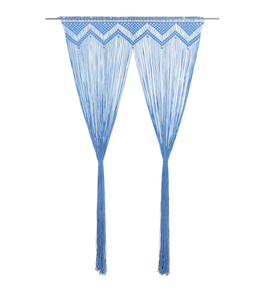 Rideau en macramé Bleu 140x240 cm Coton Rideau en macramé Bleu 140x240 cm Coton