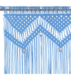 Rideau en macramé Bleu 140x240 cm Coton