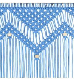 Rideau en macramé Bleu 140x240 cm Coton