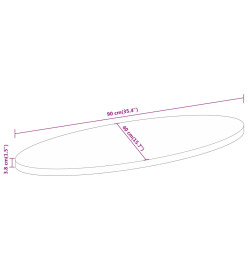 Dessus de table 90x40x3,8 cm ovale bois massif d'acacia