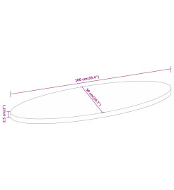 Dessus de table 100x50x2,5 cm ovale bois massif d'acacia