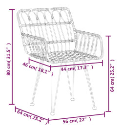 Ensemble à dîner de jardin 9 pcs Noir Résine tressée