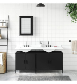 Ensemble de meubles salle de bain 3 pcs noir bois d'ingénierie