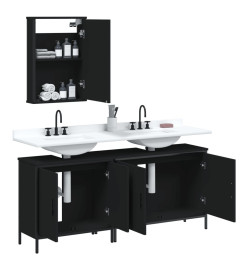 Ensemble de meubles salle de bain 3 pcs noir bois d'ingénierie