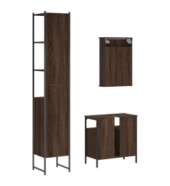 Ensemble de meubles de salle de bain 3 pcs Chêne marron