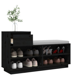 Armoire à chaussures Noir 110x34x61 cm Bois de pin massif