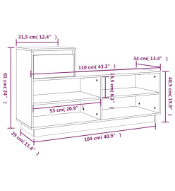 Armoire à chaussures Noir 110x34x61 cm Bois de pin massif