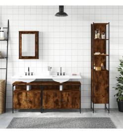 Ensemble de meubles de salle de bain 4 pcs Chêne fumé Bois