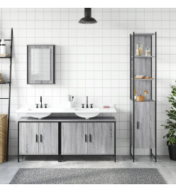 Ensemble de meubles de salle de bain 4 pcs Sonoma gris