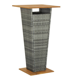 Ensemble de bar jardin 3 pcs gris poly rotin/bois massif acacia