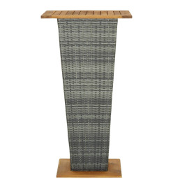 Table de bar Gris 60x60x110 cm Résine tressée et bois d'acacia