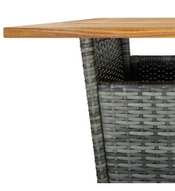 Ensemble de bar de jardin 3 pcs et coussins Résine tressée Gris