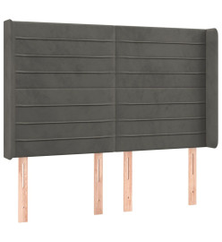 Sommier tapissier matelas et LED Gris foncé 140x190 cm Velours