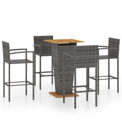 Ensemble de bar de jardin 5 pcs Gris