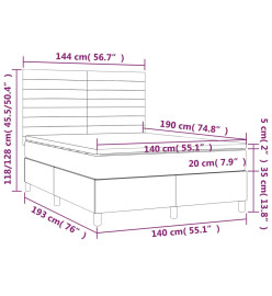 Lit à sommier tapissier et matelas Gris foncé 140x190cm Velours