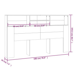 Armoire de tête de lit Gris béton 180x19x103,5 cm