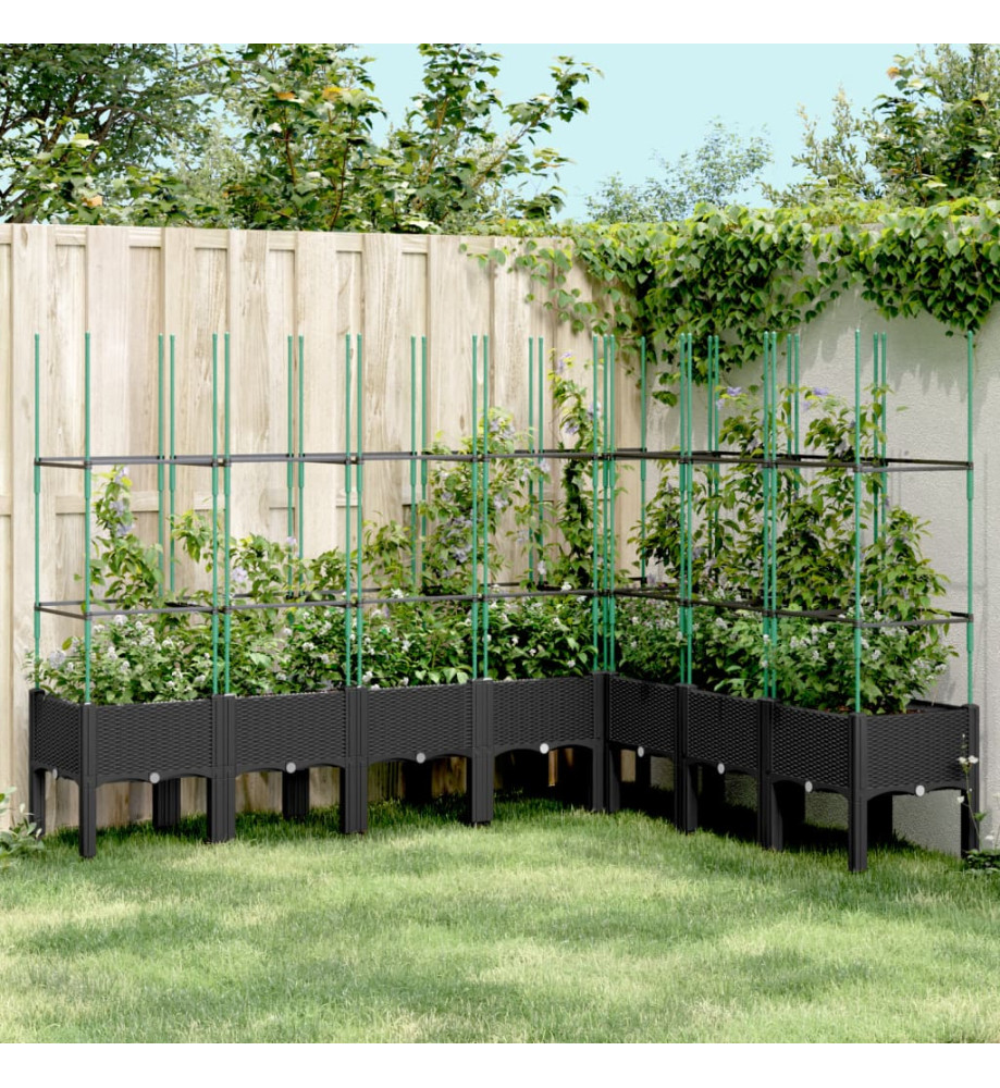 Jardinière avec treillis noir 200x160x142,5 cm PP Jardinière avec treillis noir 200x160x142,5 cm PP