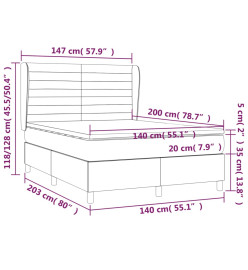 Lit à sommier tapissier et matelas Gris foncé 140x200cm Velours