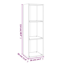 Bibliothèque/Meuble TV chêne fumé 36x30x114cm bois d'ingénierie