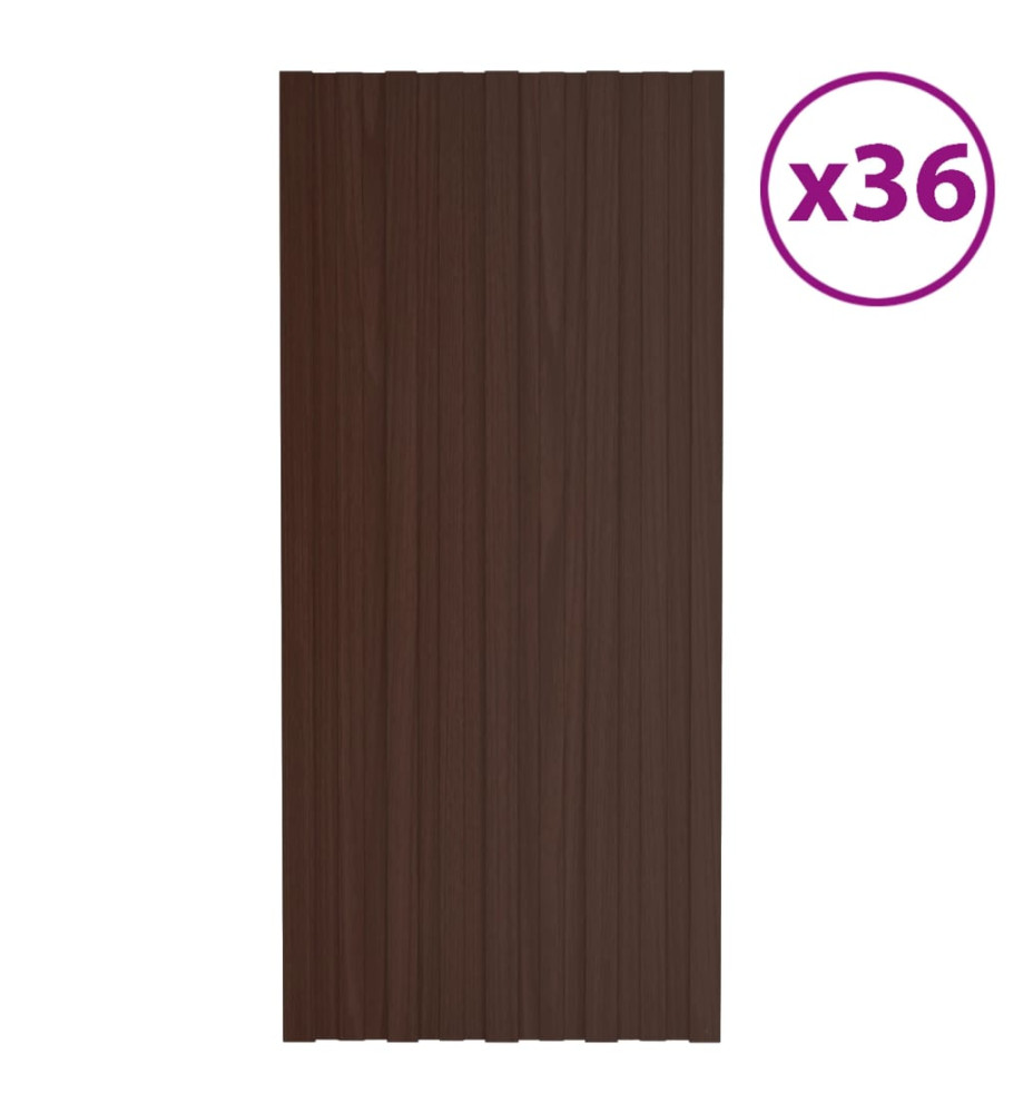 Panneaux de toiture 36 pcs Acier galvanisé Marron 100x45 cm