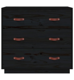 Buffet Noir 80x40x75 cm Bois massif de pin